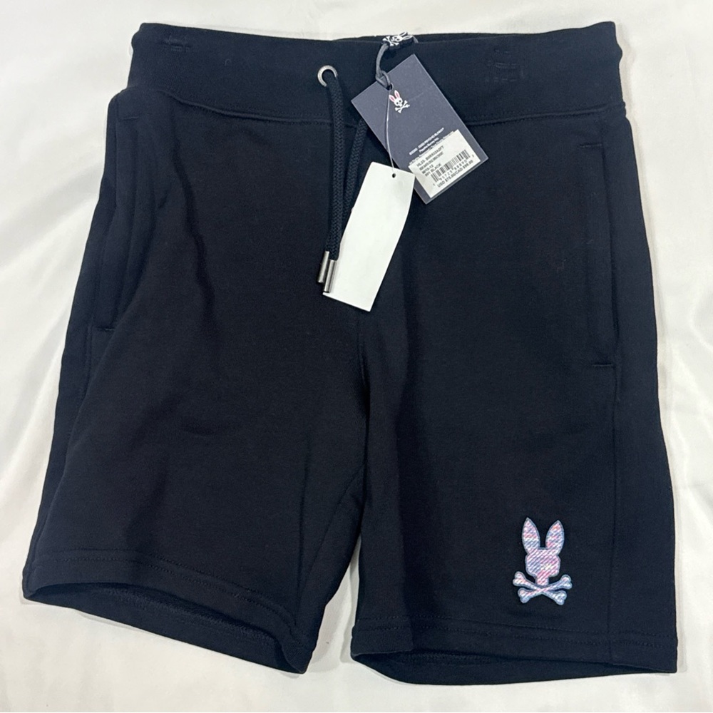 Psycho Bunny Kid's boy's Woad Santa Cruz Black Sweat short size 10-12 Medium